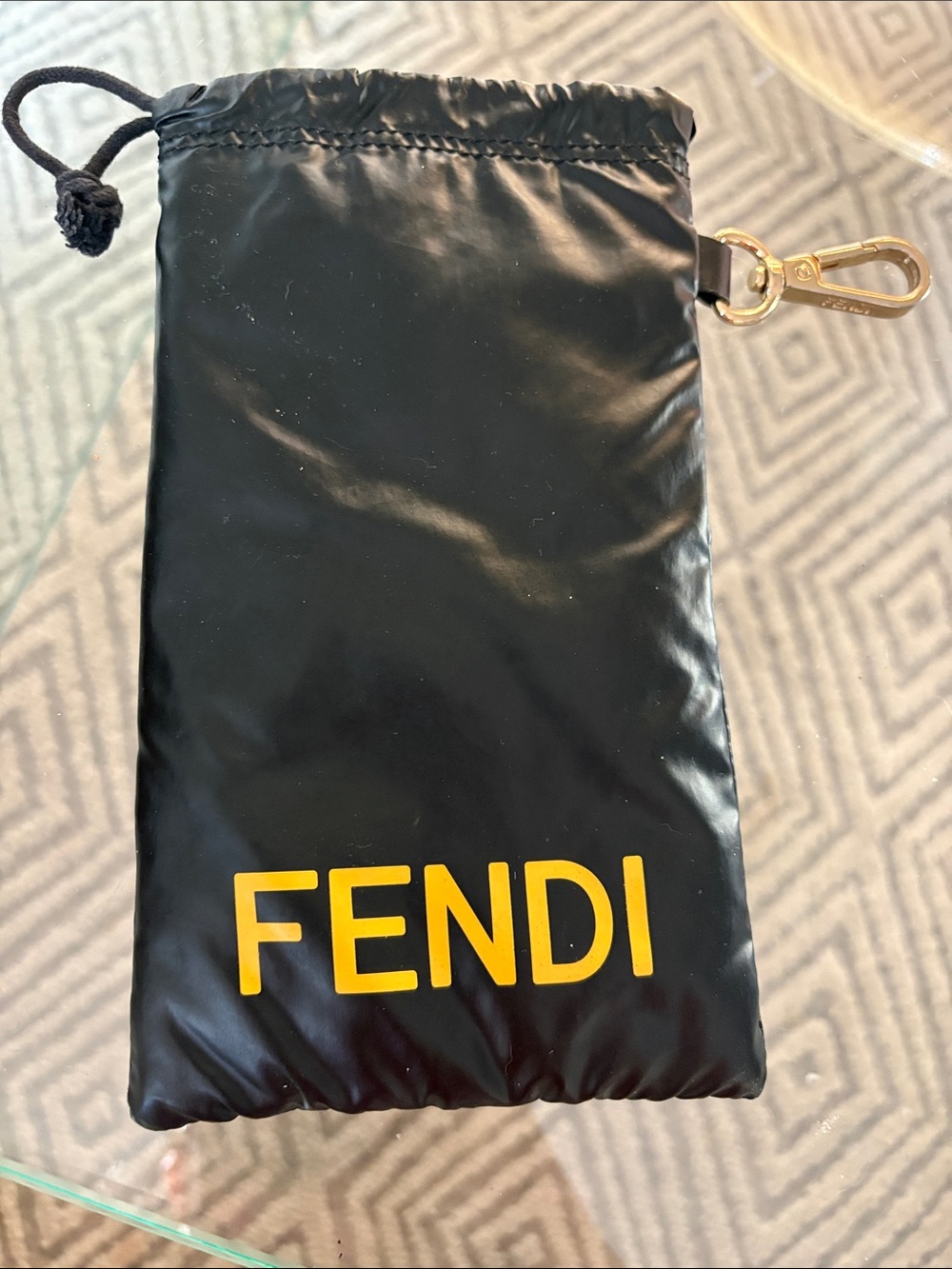 Fendi Black Nylon Drawstring Pouch for sunglasses or other